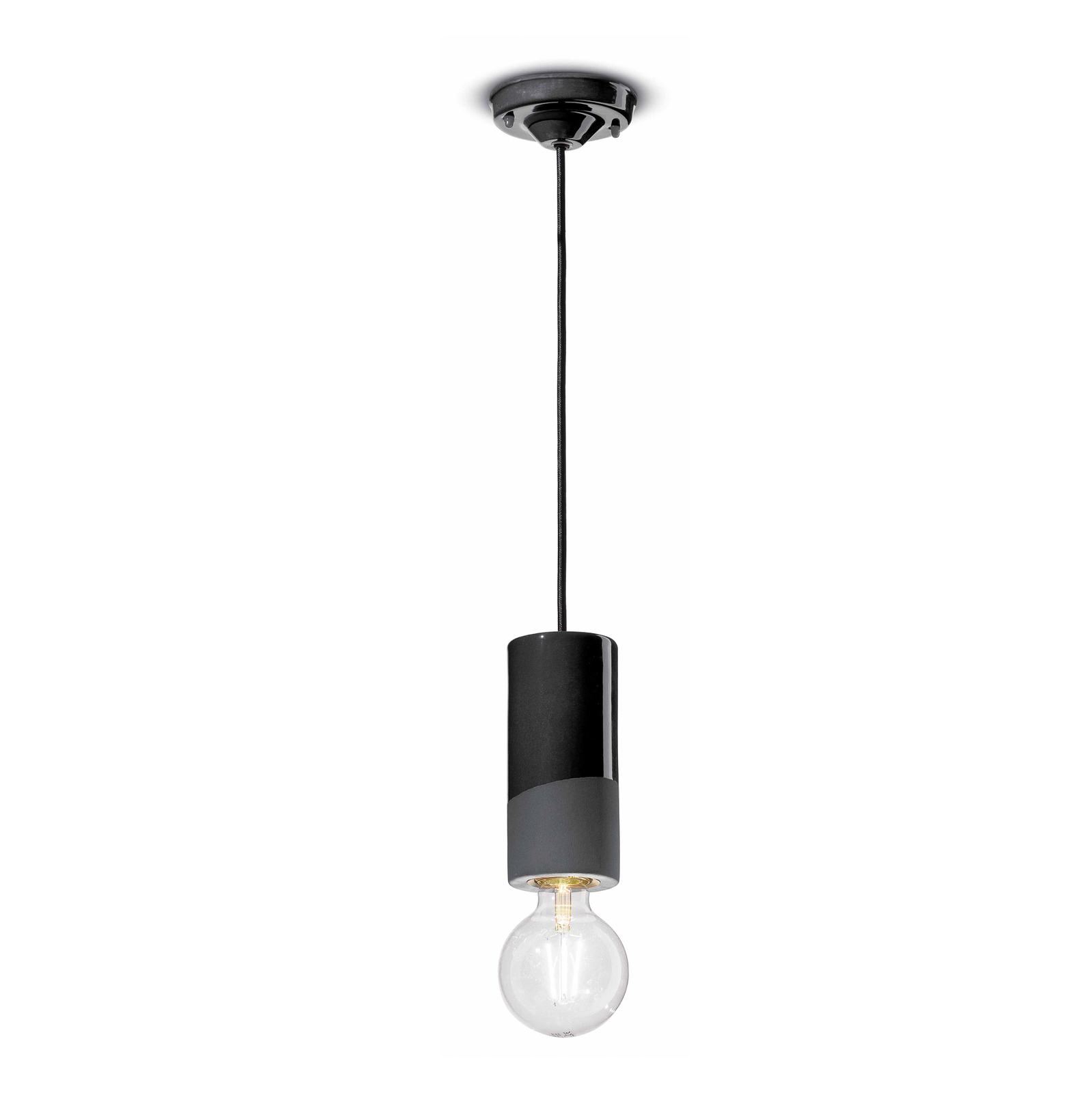 PI pendant light, cylindrical, Ø 8 cm, black