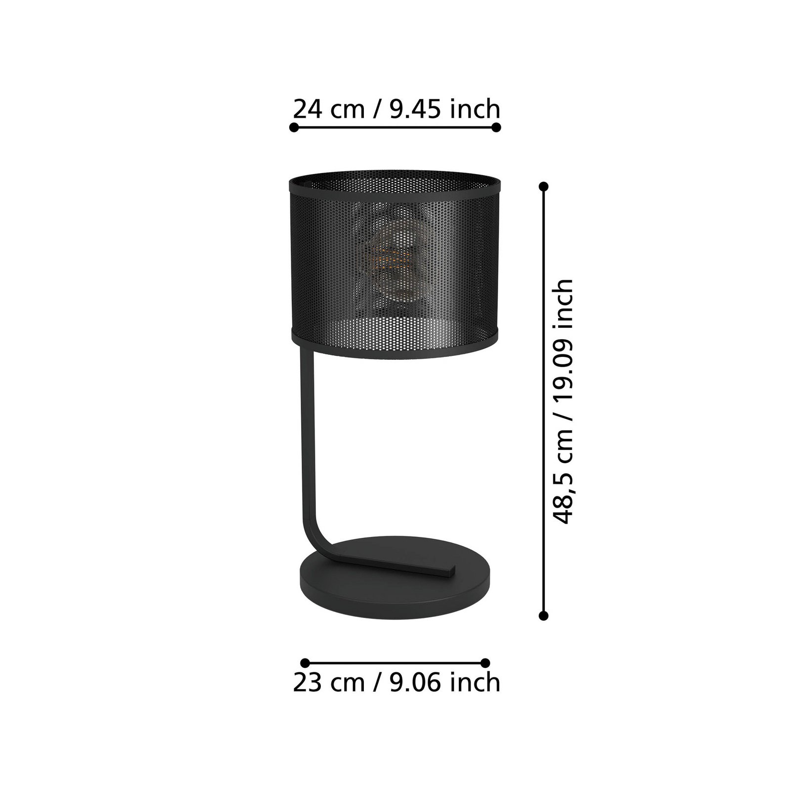 Manby bordlampe, høyde 48,5 cm, svart, stål