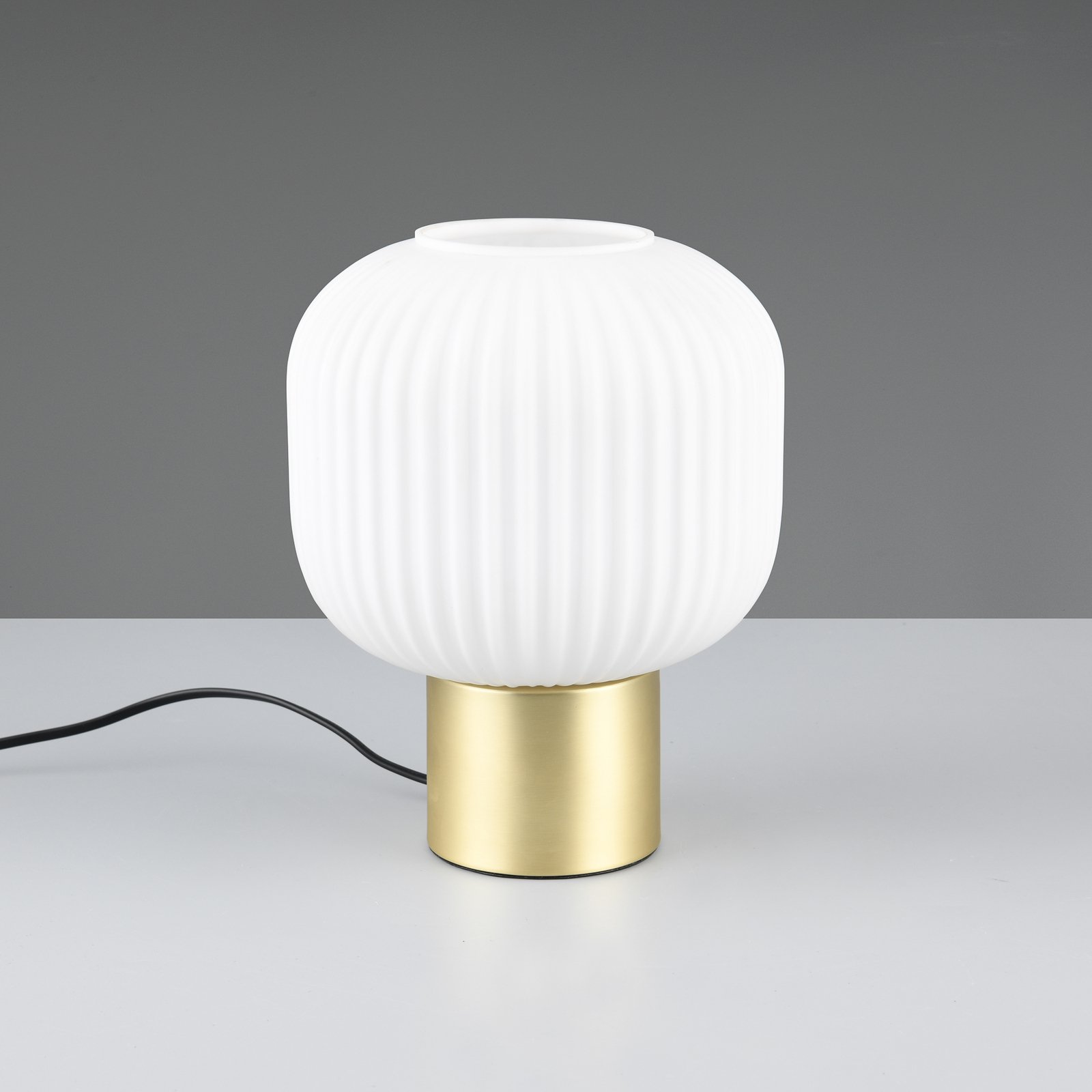 Lampe à poser Diva, laiton, blanc, métal, verre, E27