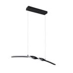 LED-Pendelleuchte Ginko, schwarz matt, Metall, Länge 79 cm