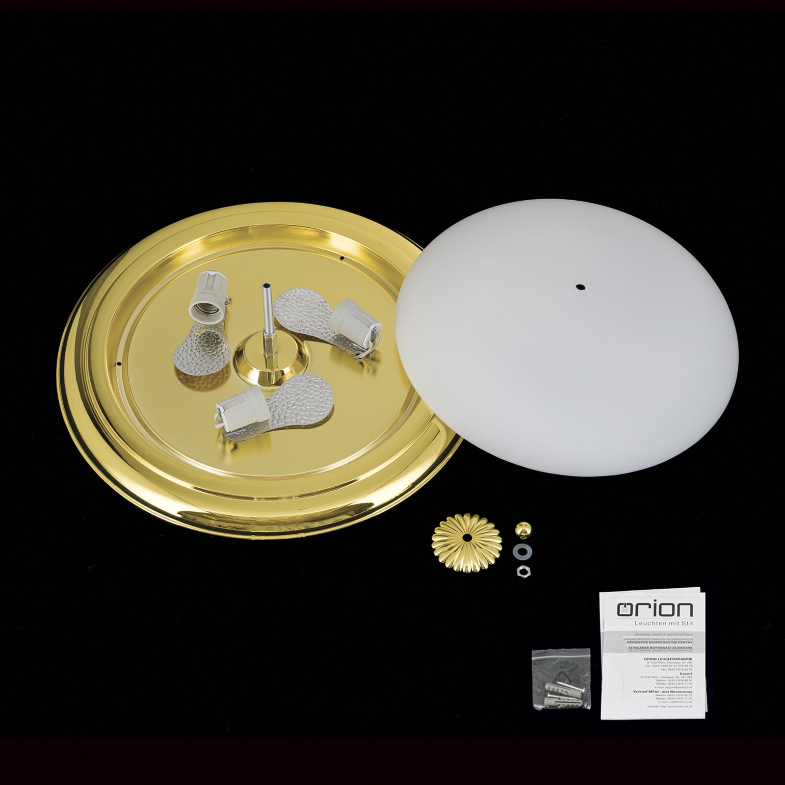 Empire ceiling light, Ø 48 cm, gold, frosted opal glass