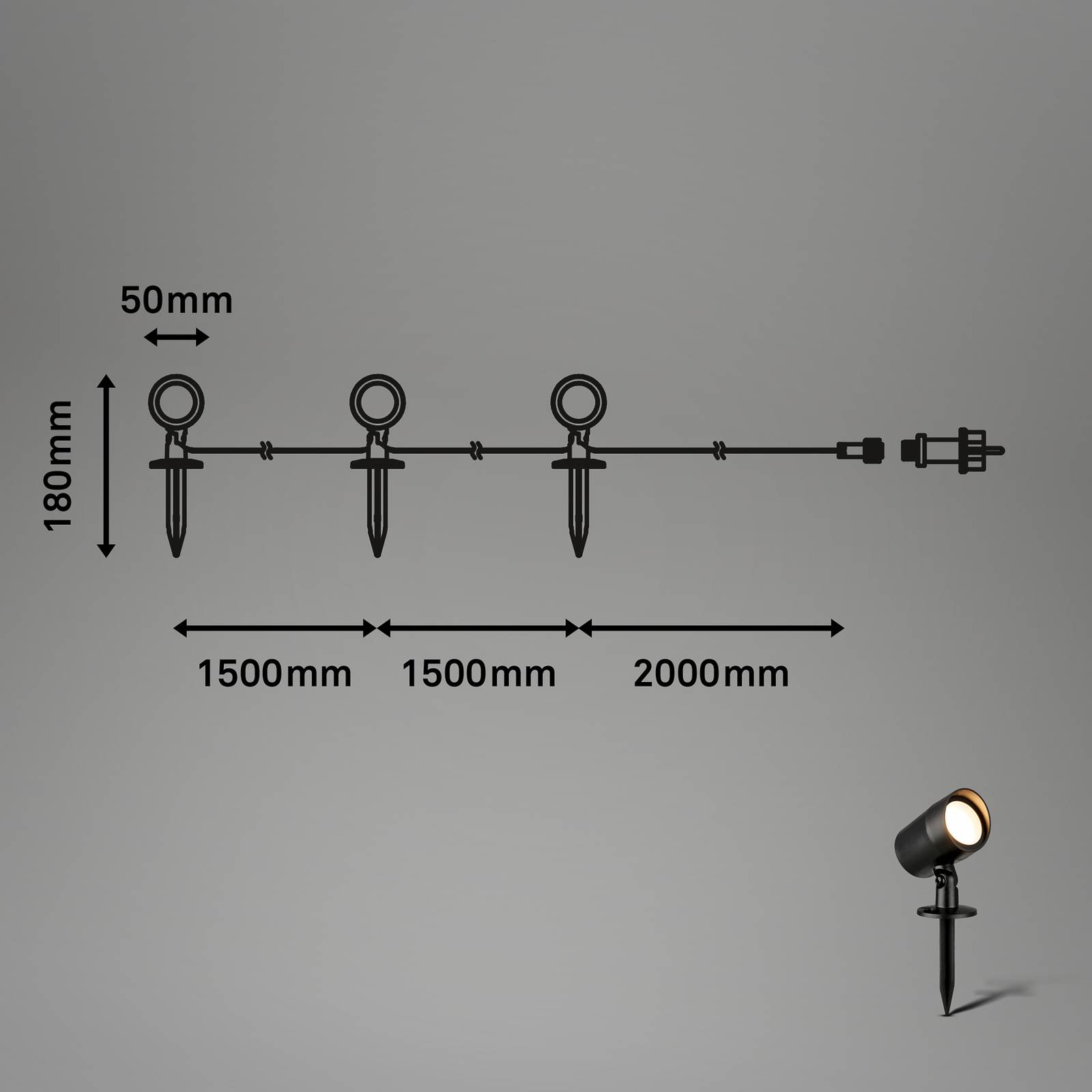 Punkt świetlny LED 3799035, czarny, plastikowy zestaw 3 Ø 5 cm