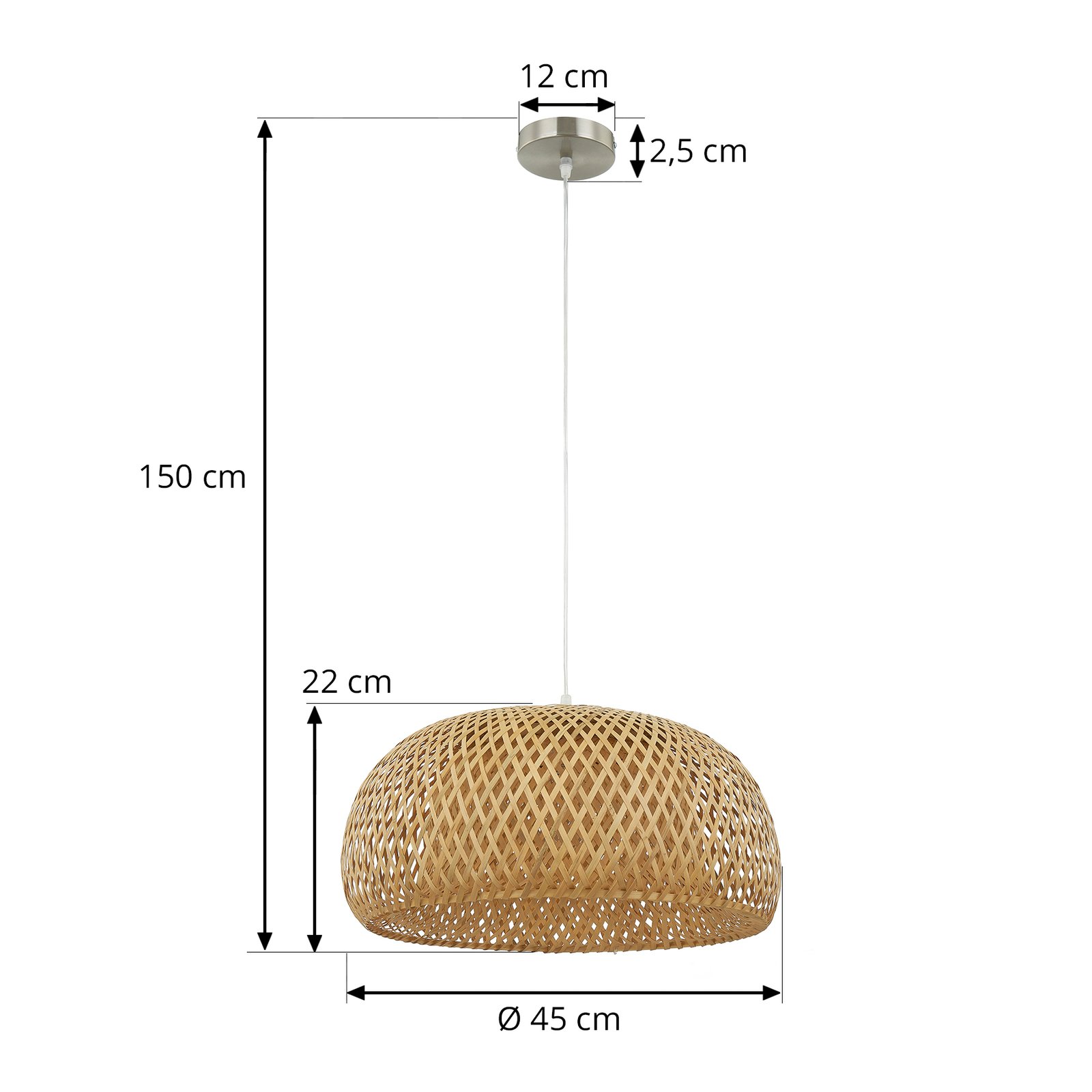Lindby Hängeleuchte Jadwiga, Ø 45 cm, Bambus, E27