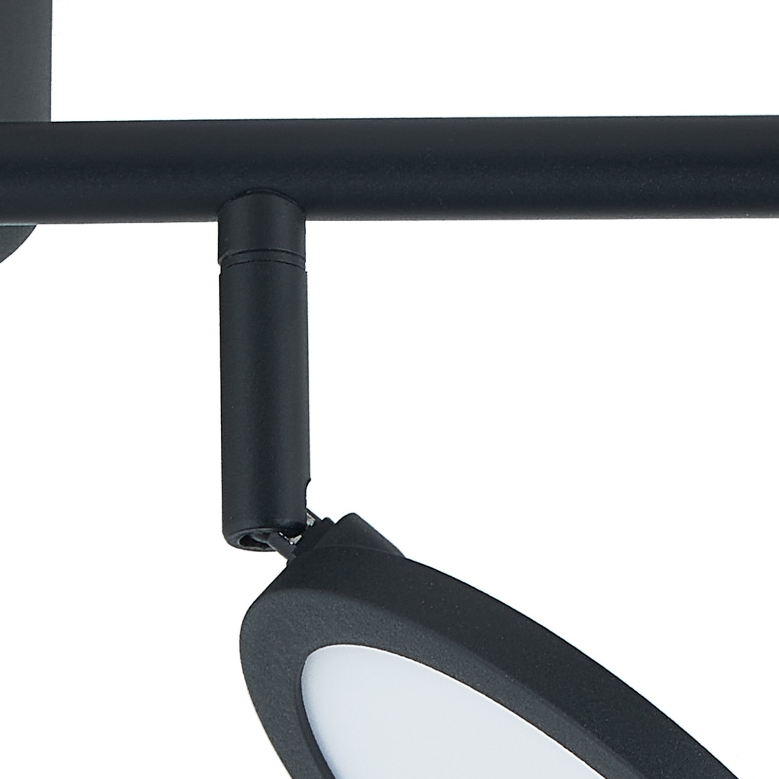 Lindby LED spotlámpa Manel, fekete, vas, 82 cm hosszú, 4.flg.