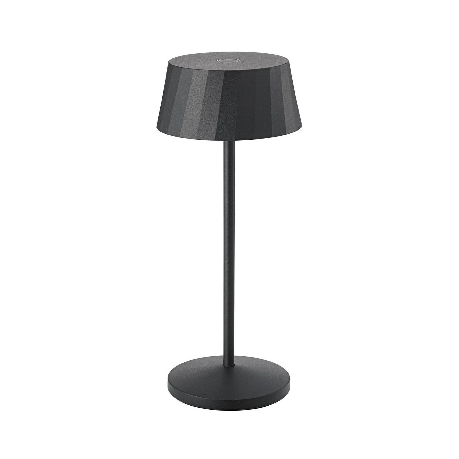LED-Akku-Tischlampe Facetta, schwarz, 22 cm, Metall CCT IP44
