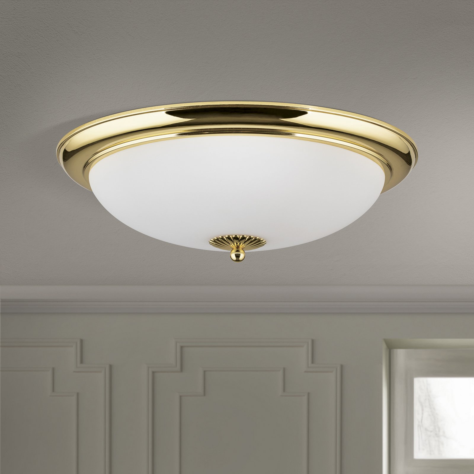 Empire ceiling light, Ø 48 cm, gold, frosted opal glass