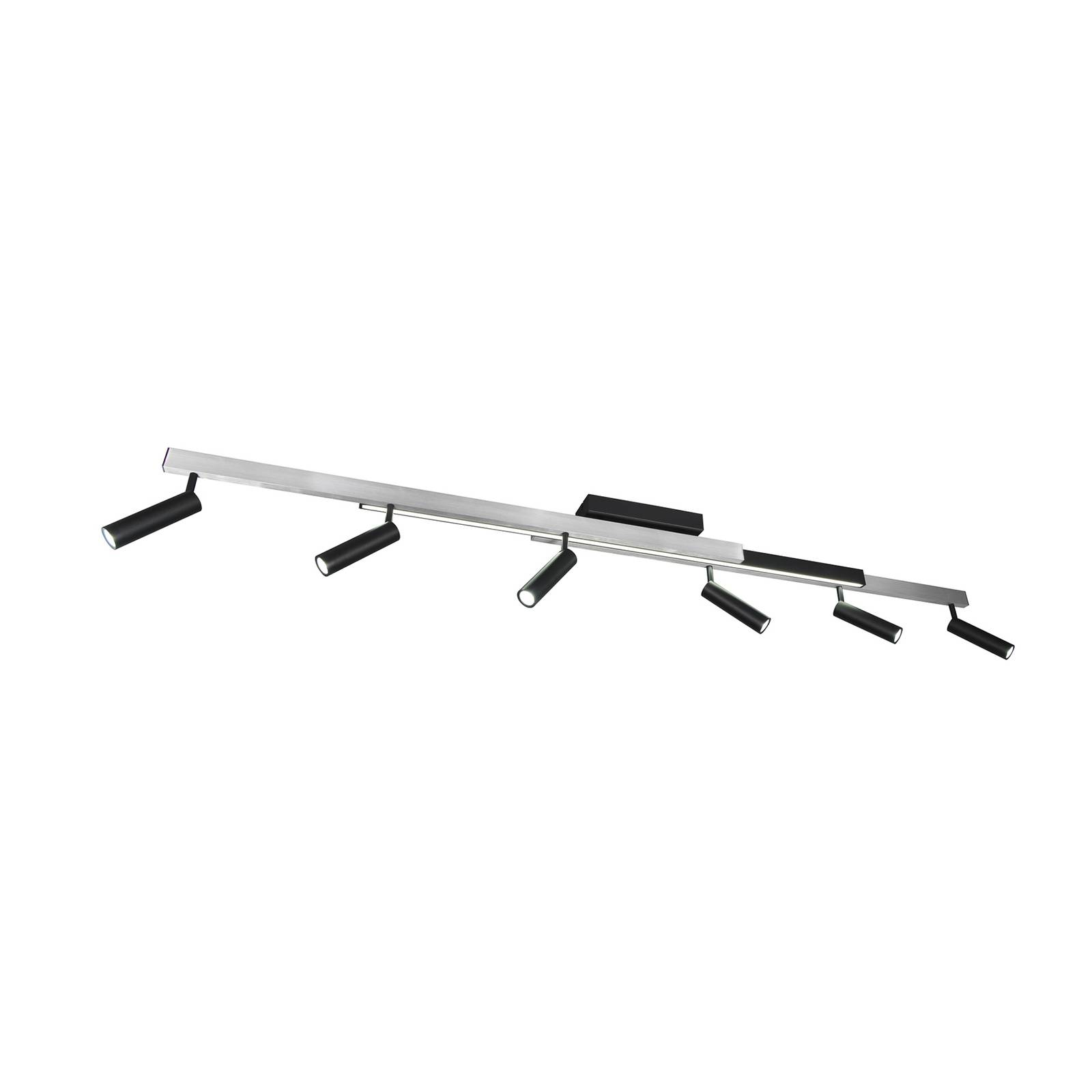 Trio Lighting Spot pour plafond LED Zeno 6 spots aluminium brossé/noir métal