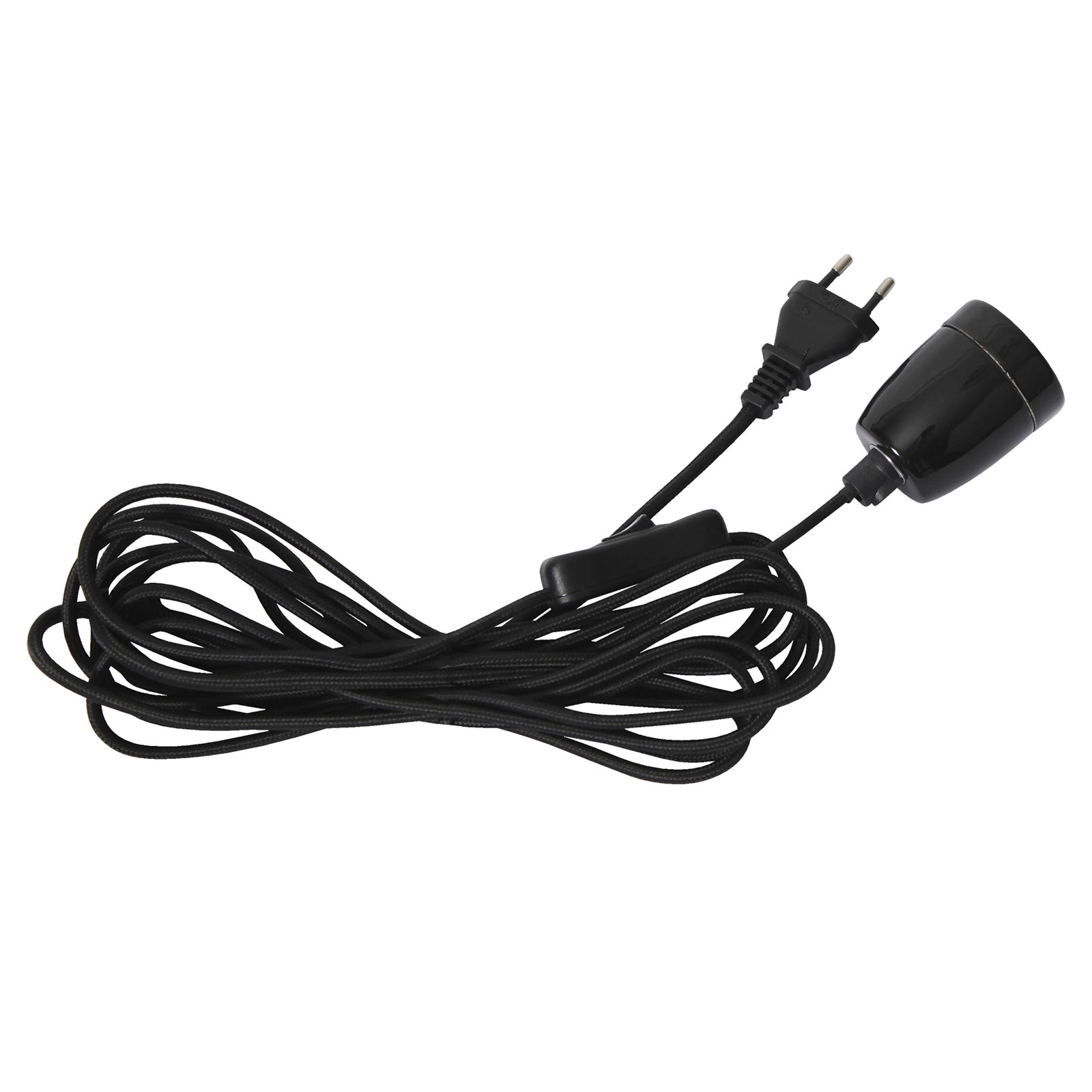 Glaze E27 socket with cable, black