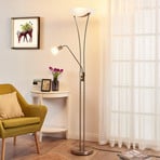 Lindby Felicia uplighter with reading lamp, nickel