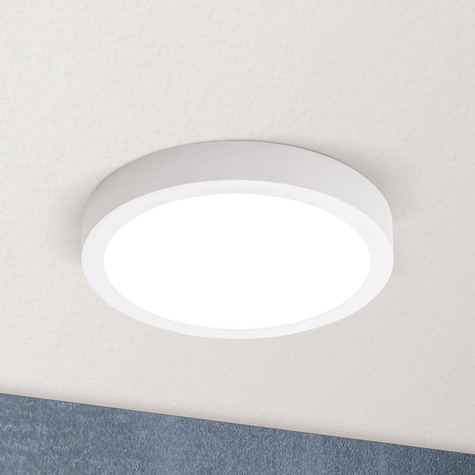 Orion Vika LED ceiling light, round, white, Ø 18 cm, for Living / Dining Room, aluminium, plastic, 15 W, energy efficiency: A+, H: 2.4 cm