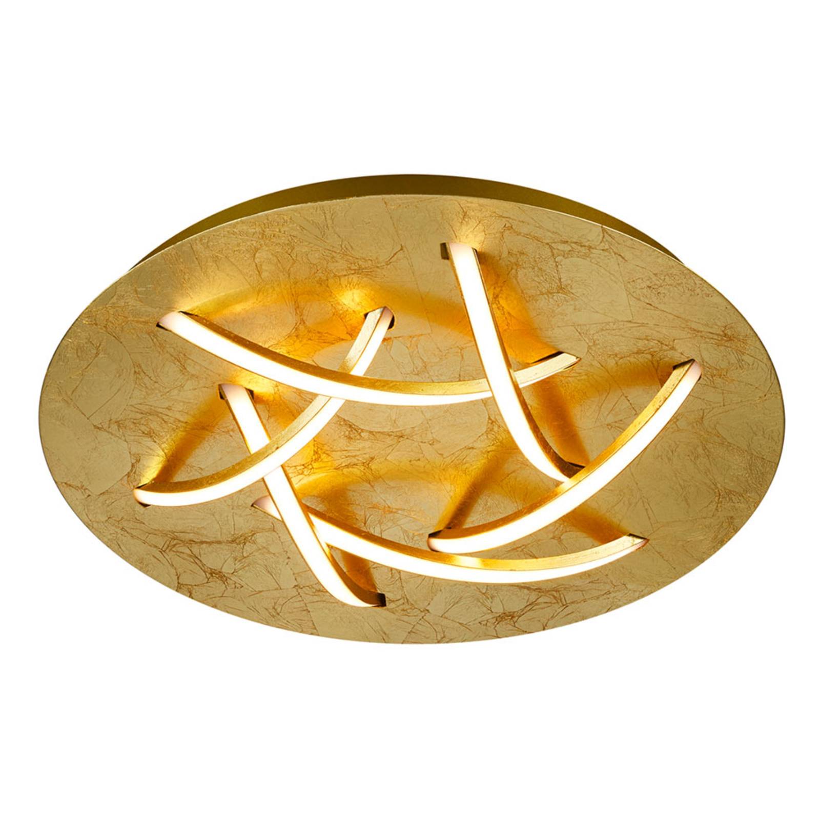 Trio Lighting Dolphin LED ceiling light, gold, Ø 45 cm, for Living / Dining Room, metal, 3.6 W, energy efficiency: A+, H: 8.5 cm
