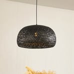 Lindby pendant light Eskil, black, bamboo, Ø 46.5 cm