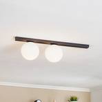 Fit ceiling lamp, black/opal, two-bulb