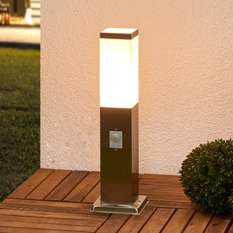 Lampa cokołowa Lorian z czujnikiem, stal
