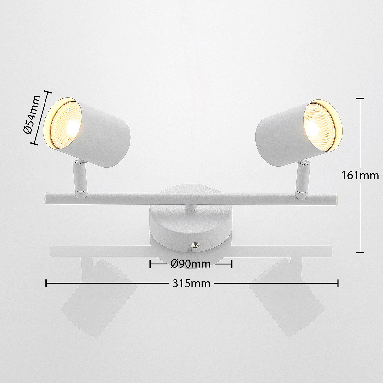 ELC Tomoki taklampe, hvit, 2 lyskilder