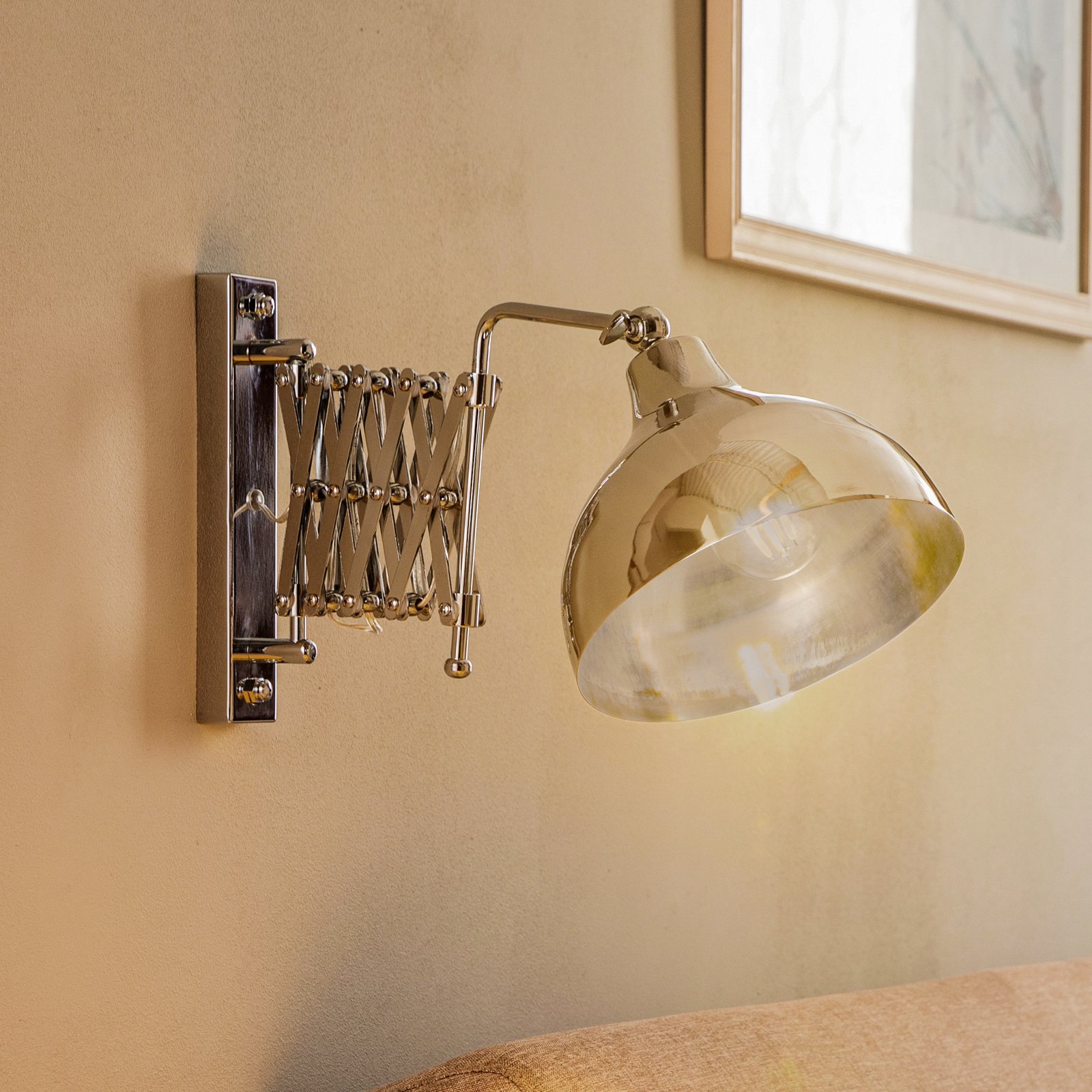 Zidna svjetiljka HAP-9082-K sa krakom u obliku škara, krom