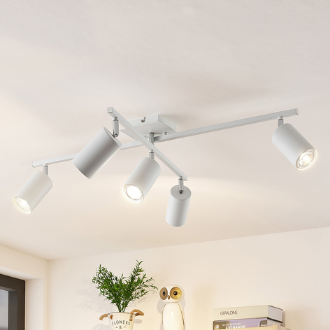 Lindby Ebardo lampa sufitowa, 5-punktowa, biała