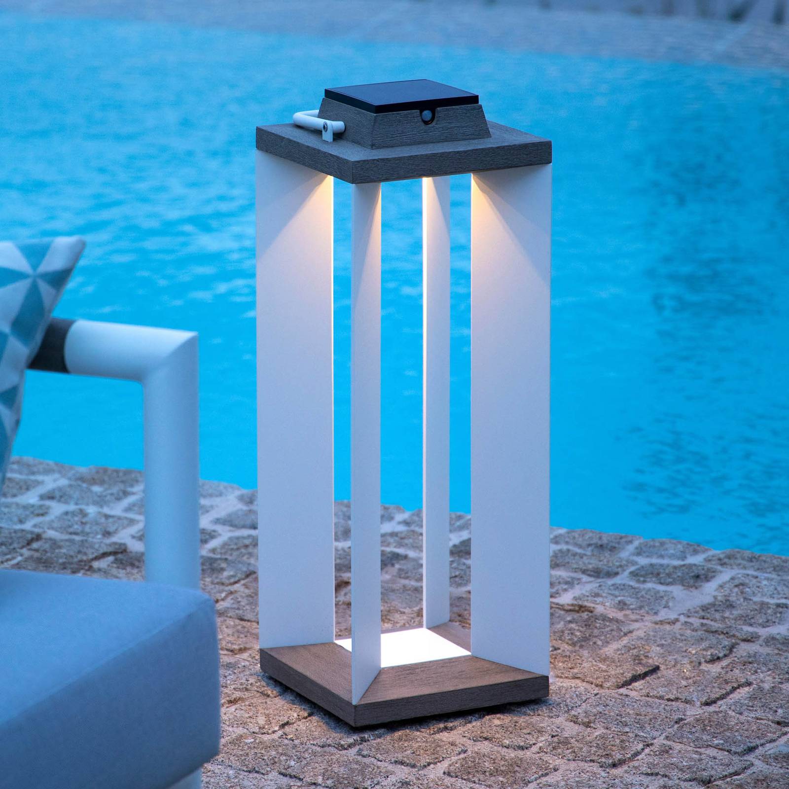Teckalu solar lantern, Duratek/white, 65.5 cm