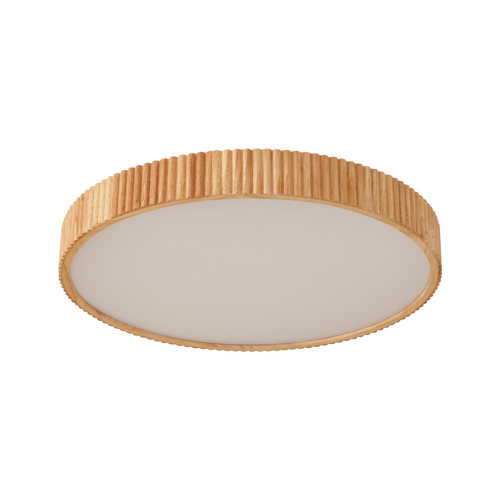 Lindby LED-Deckenleuchte Velua, weiß/holz hell, CCT, Ø 50 cm
