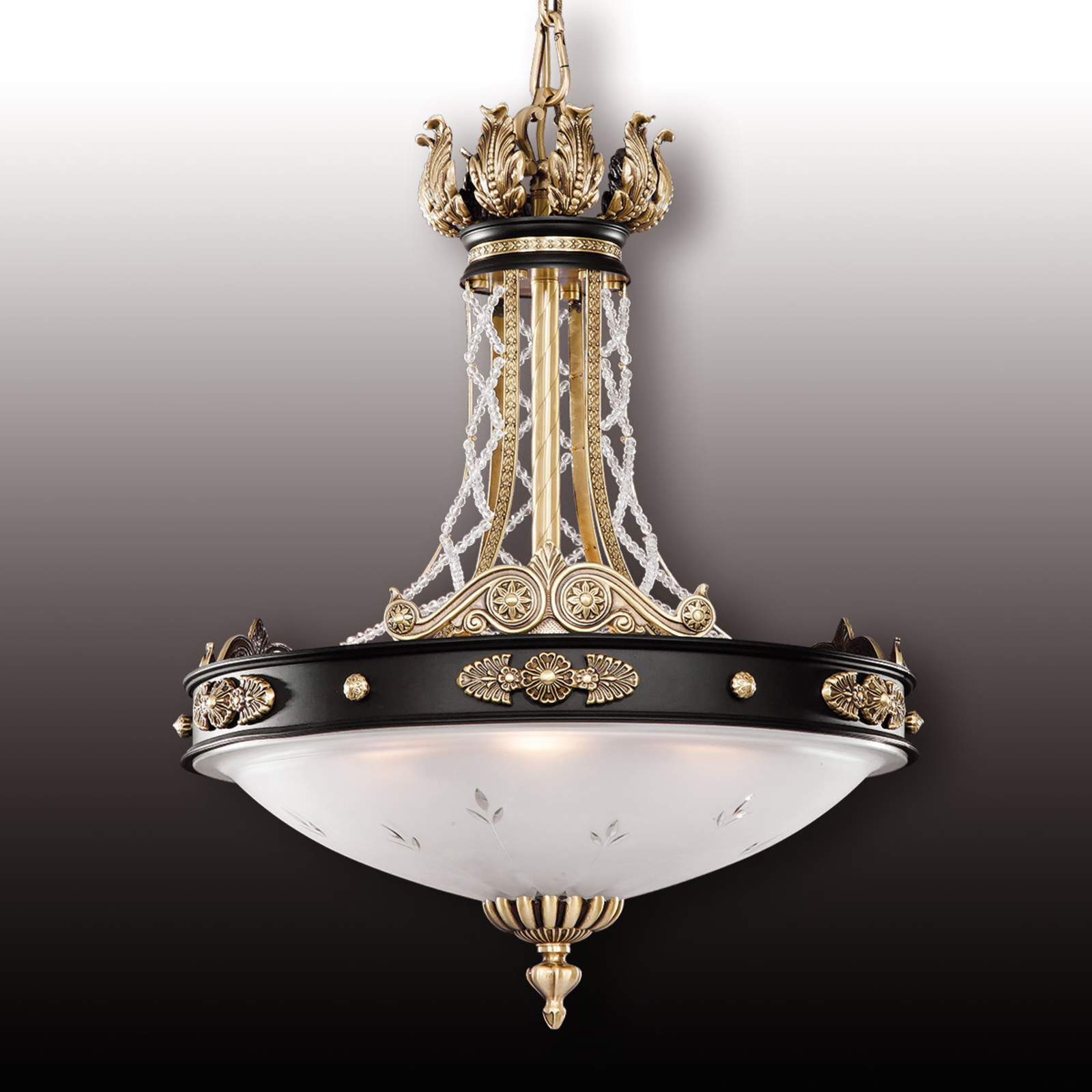 RIPERLamP Tudor pendant light with Asfour crystals, for Living / Dining Room, metal, crystal glass, Asfour crystal, E27, 40 W, energy efficiency: A++, H: 74 cm