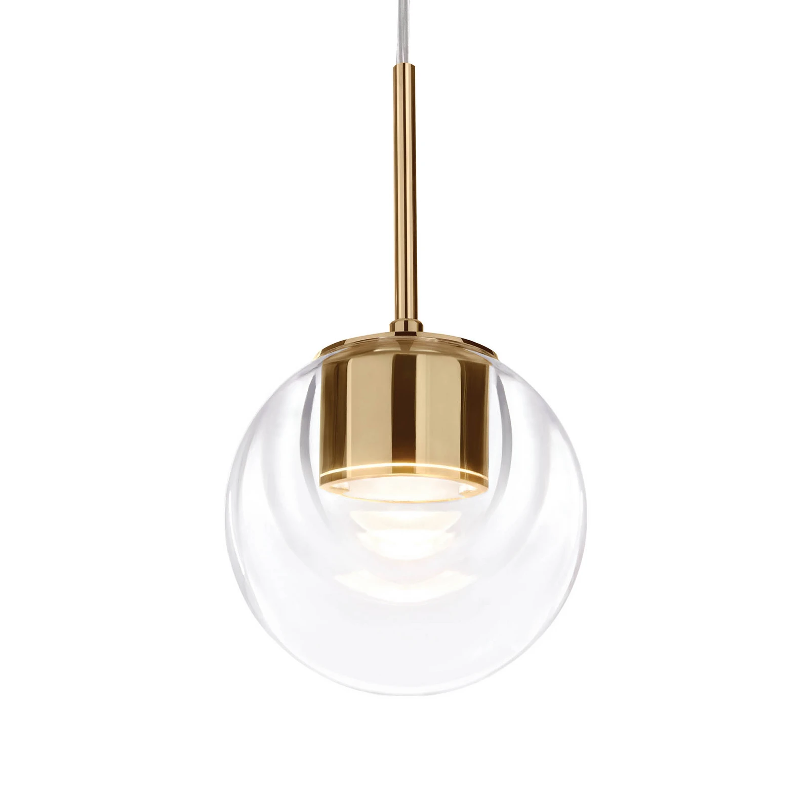 kdln LED-Hängelampe Dew, messingfarben, 1-flammig, Ø 11 cm