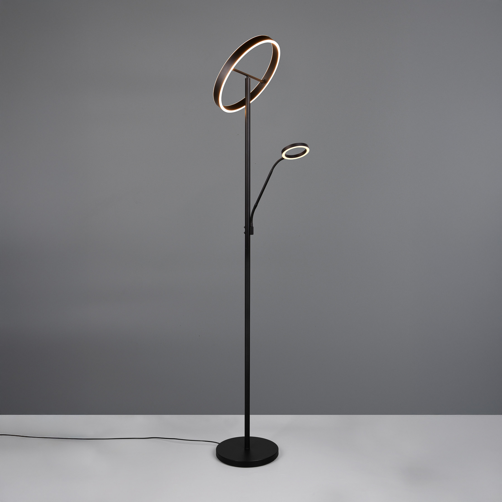 LED stāvlampa Willis, melna, augstums 180 cm, metāla CCT dimmeris