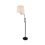 Munich floor lamp, black/white, linen, E27, adjustable