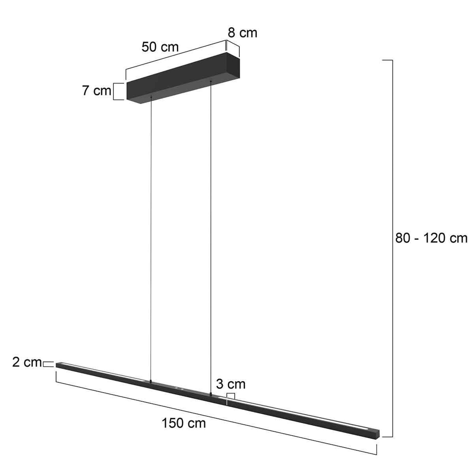 Závesné svetlo LED Bande, 155 cm hore/dole, čierne, CCT, stmievač