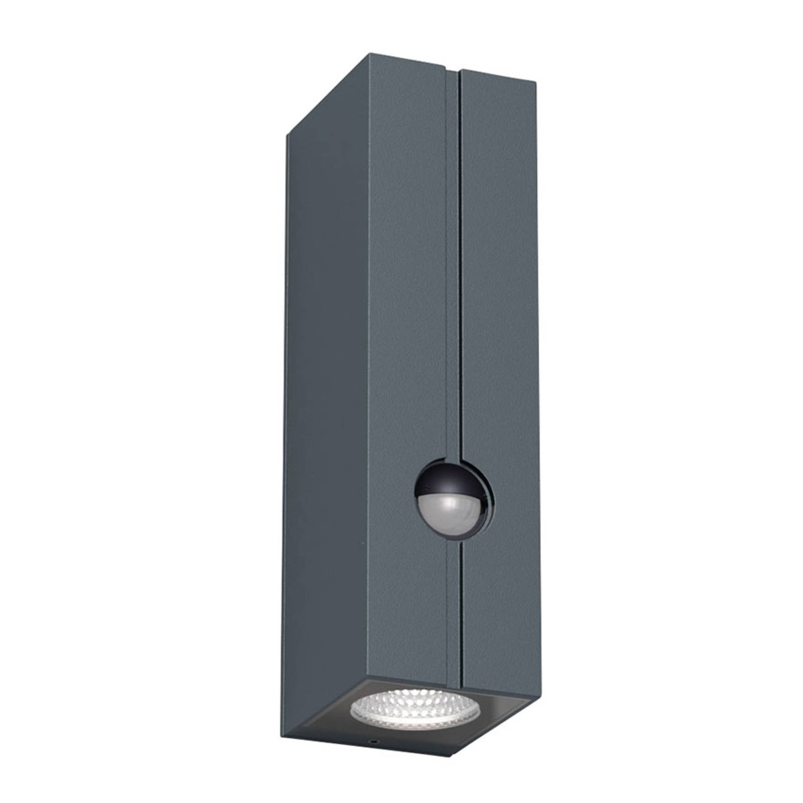 IP44.de cut control LED lamp, 3,000 K, anthracite, cast aluminium, security glass, 16.5 W, W: 6.5 cm, H: 23 cm