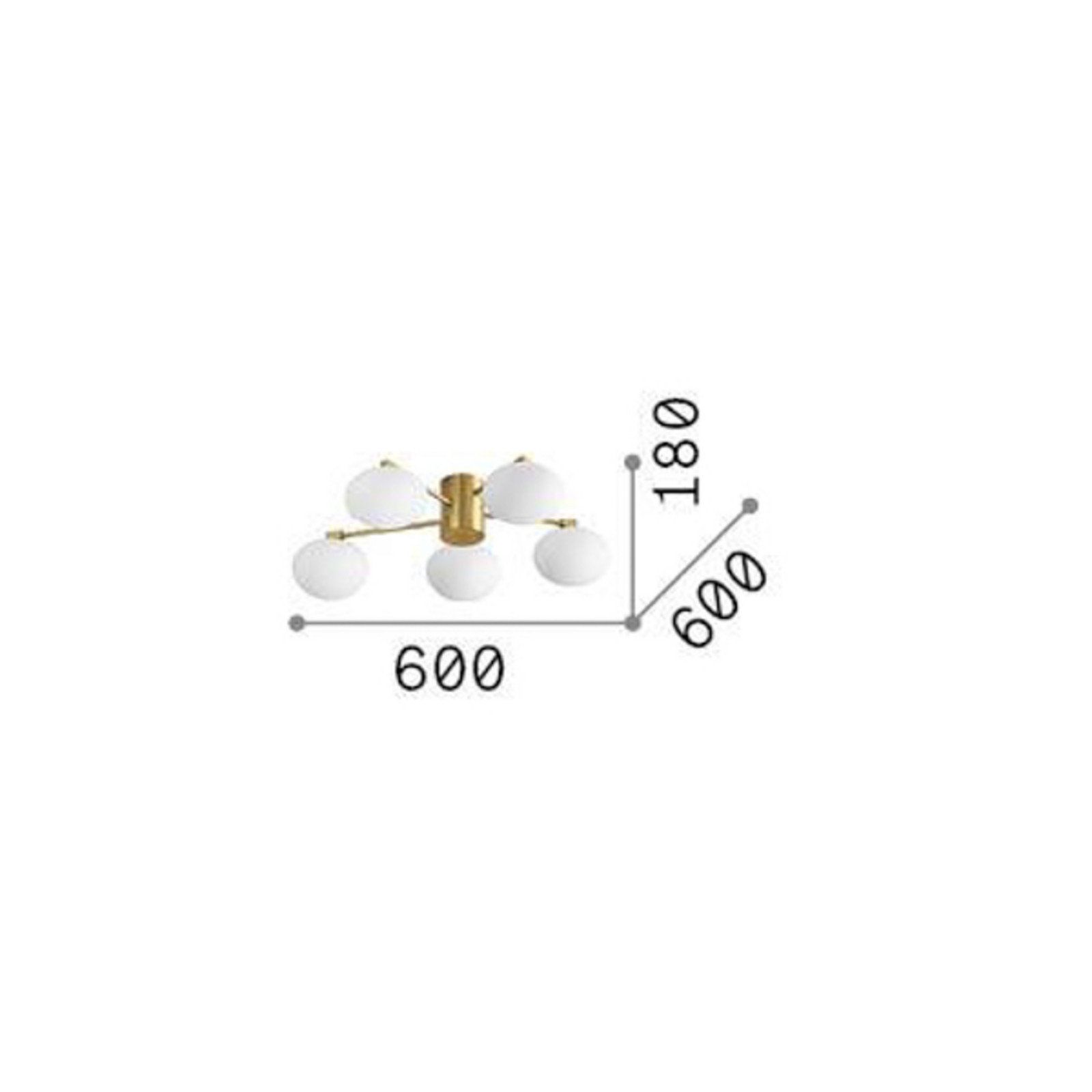 Ideallux Ideal Lux Hermes plafonieră alb 60 cm 5 becuri sticlă - Camera de zi / sufragerie - design - alb alb opal