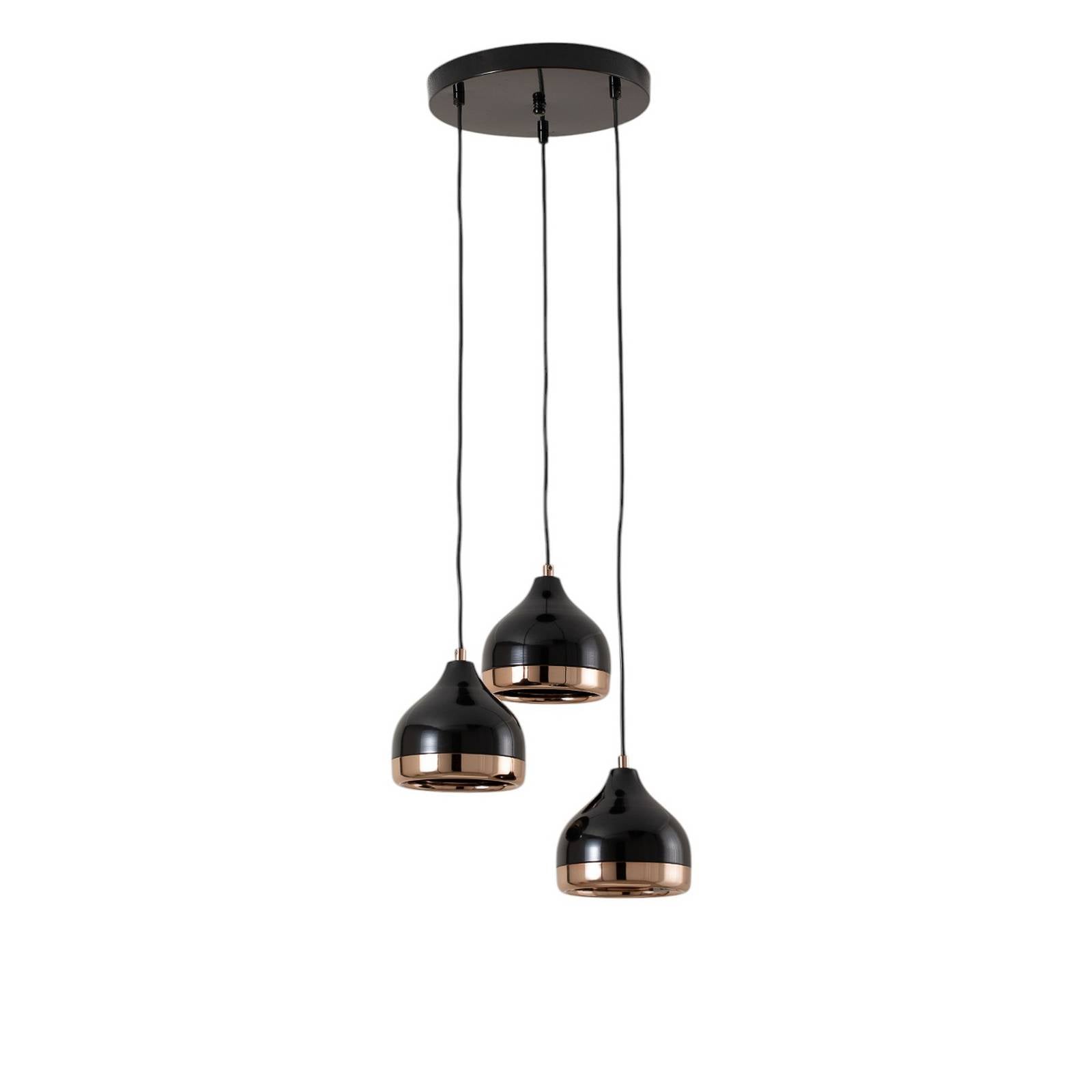 Hängelampe Yildo 6871 3-flg Rondell schwarz/kupfer