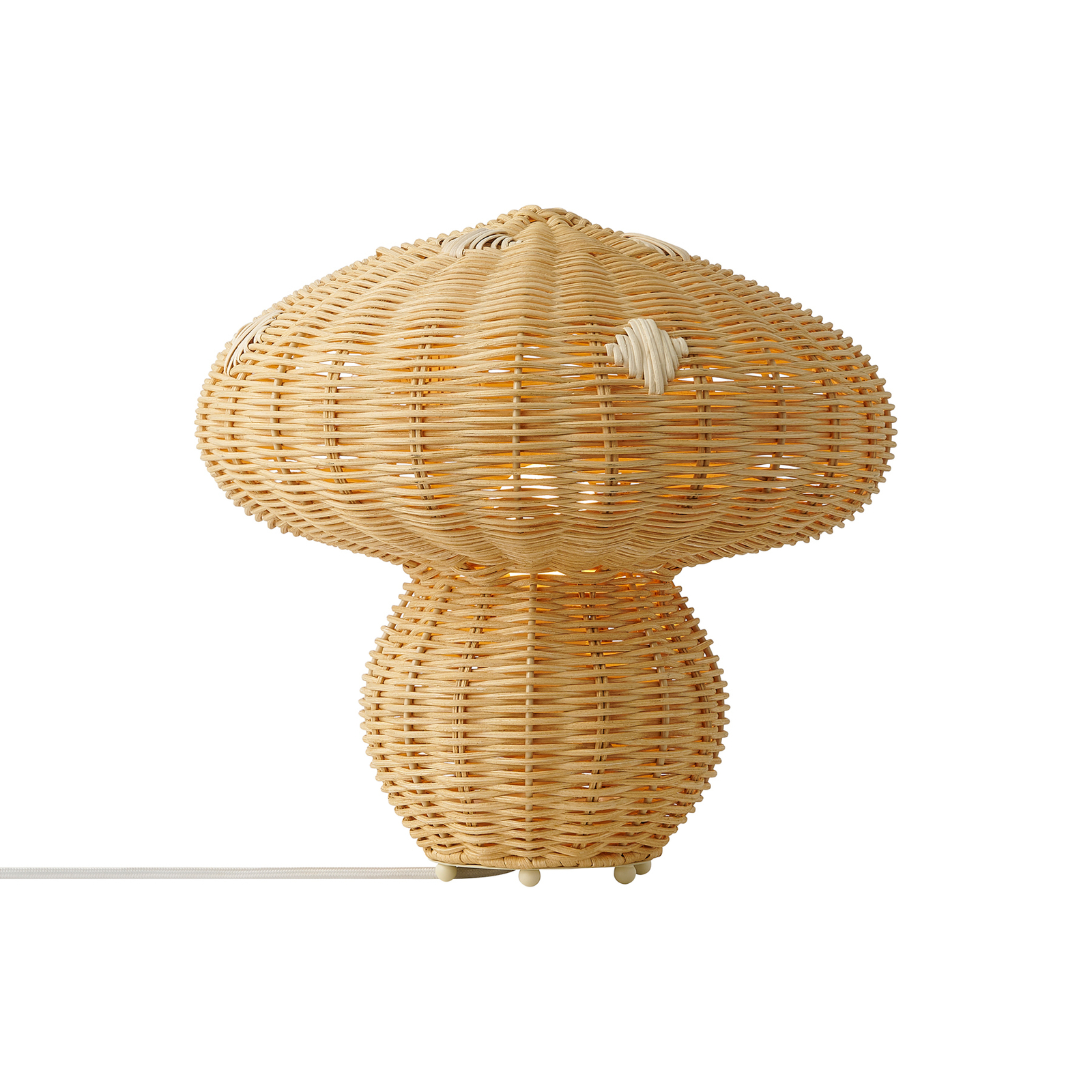 Lampa stołowa Allie, rattan, kształt grzyba, naturalny brąz