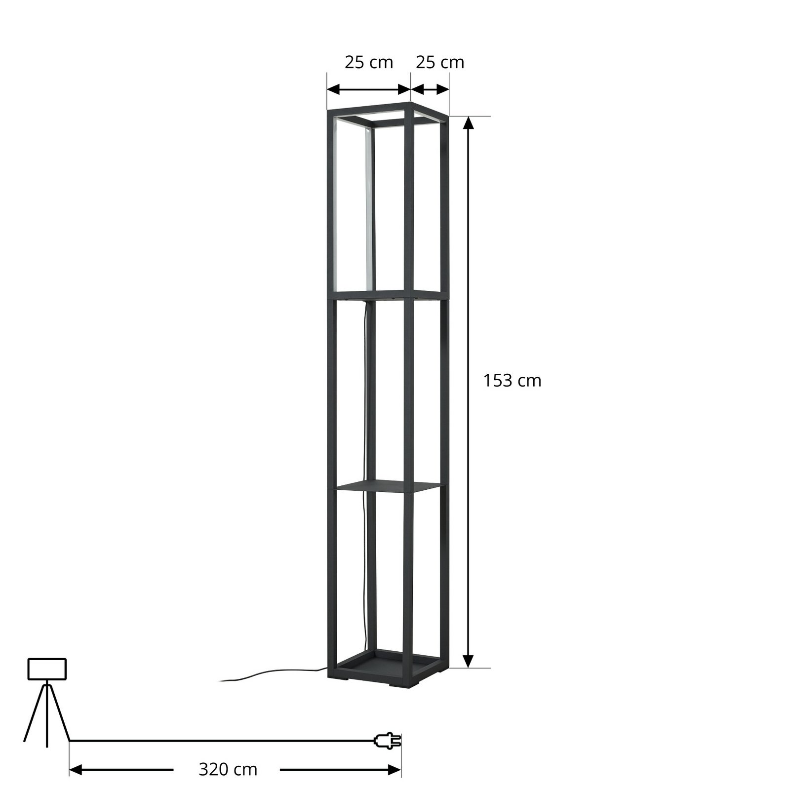 Lindby LED-Stehleuchte Birta, stehend, Regal, Höhe 155 cm