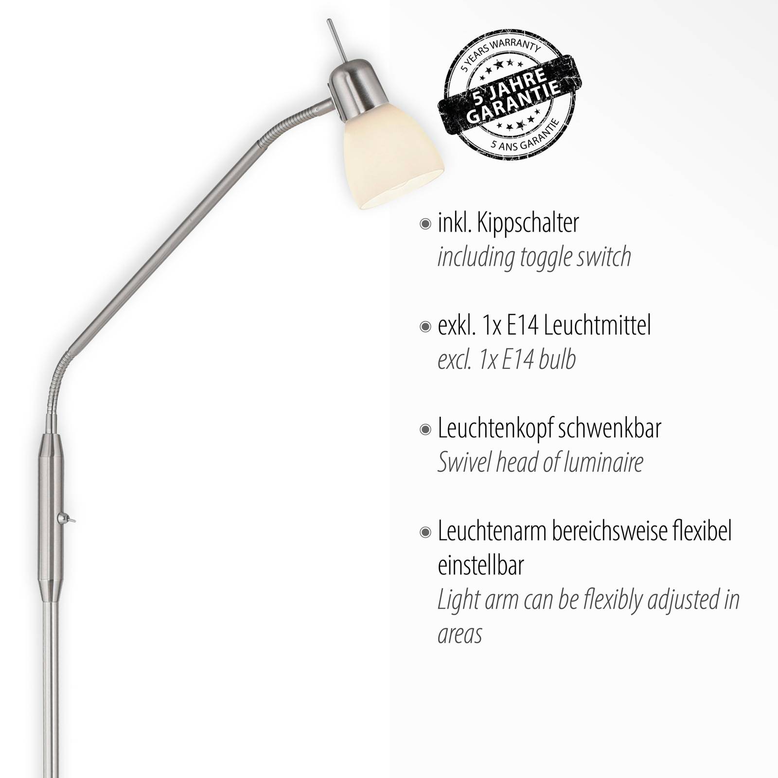 Lampa stojąca Karo z elastycznym ramieniem