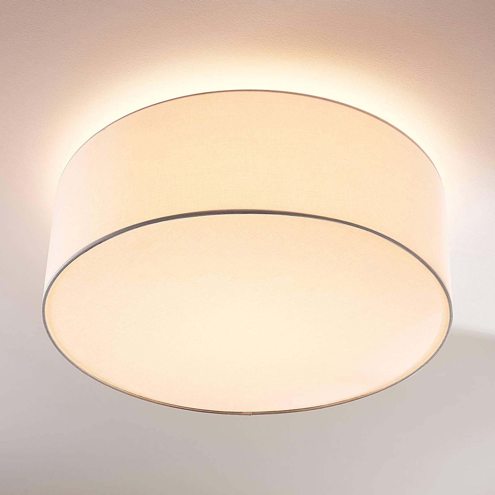 Biała, tekstylna lampa sufitowa LED Dora