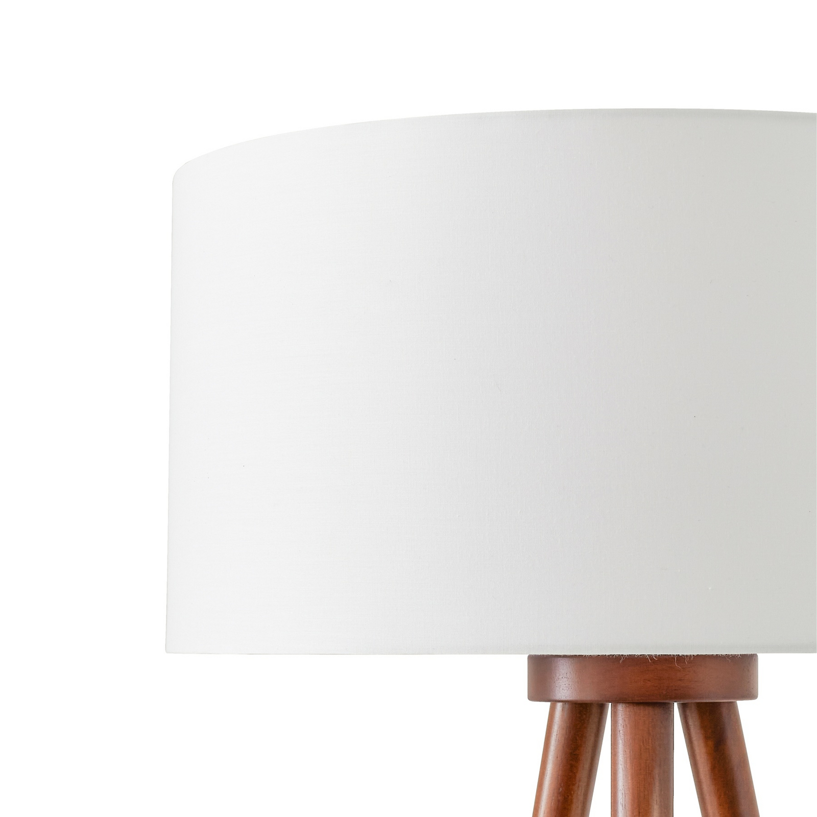 Lindby Stehleuchte Charlia, weiß, Wallnussholz, Höhe 150 cm