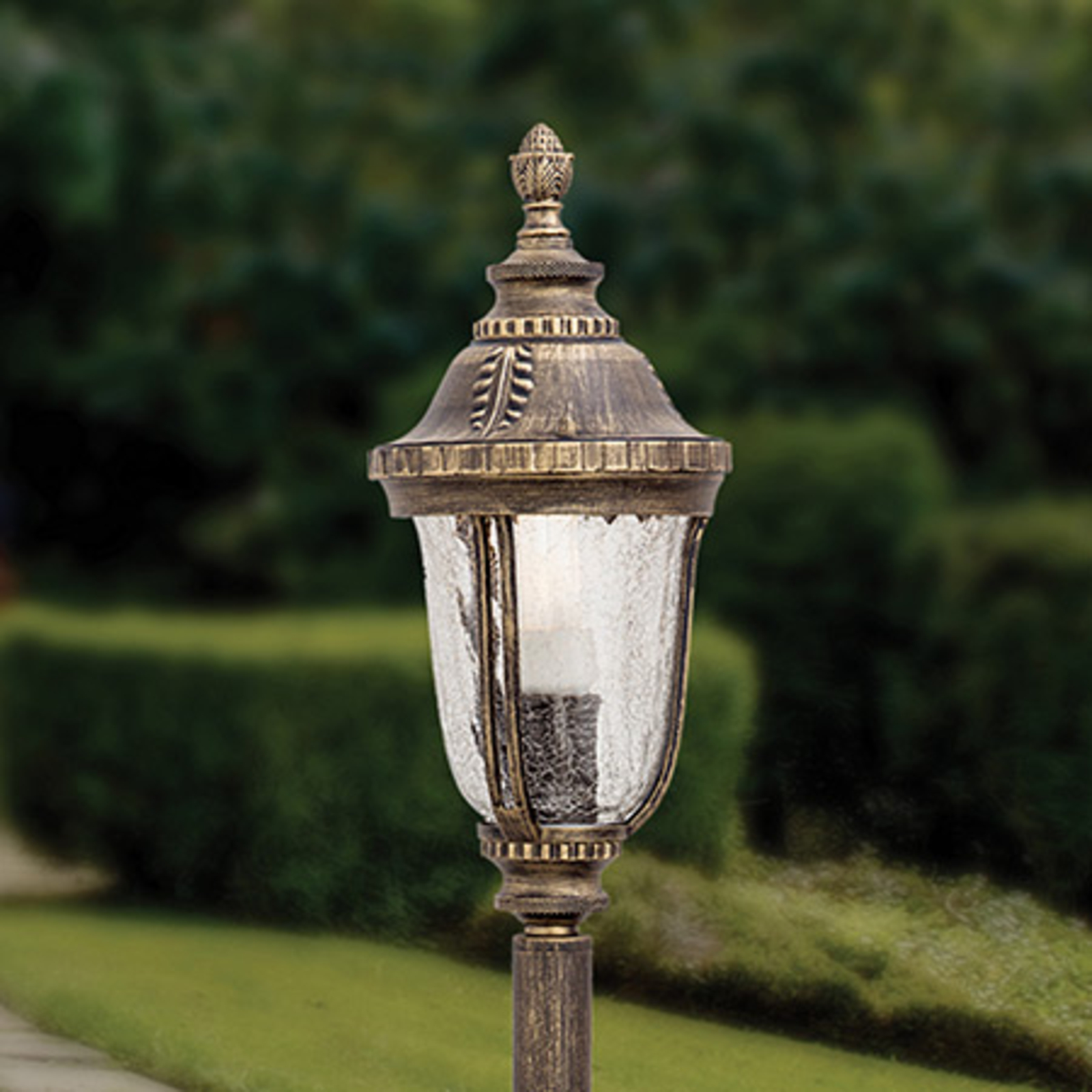 Orion Traditional Paula path light with textured glass, cast aluminium, glass, E27, 13 W, energy efficiency: A++, W: 17 cm, H: 112 cm