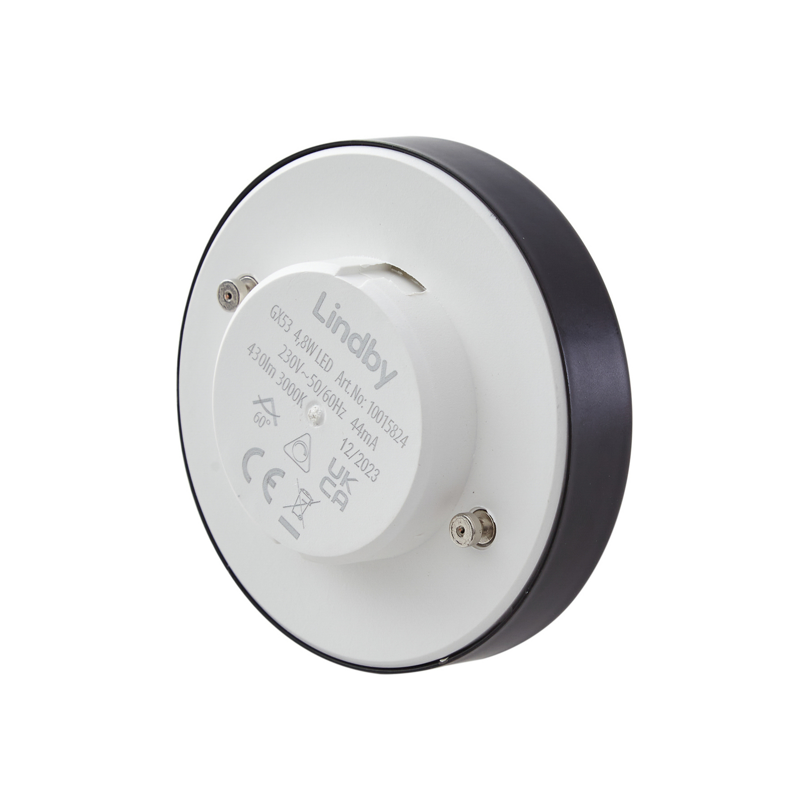 bombilla LED Lindby, GX53 4,8 W, 3000 K, negra, Ø 7,5 cm