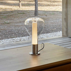 LZF Eris lampada LED tavolo vetro alluminio/avorio
