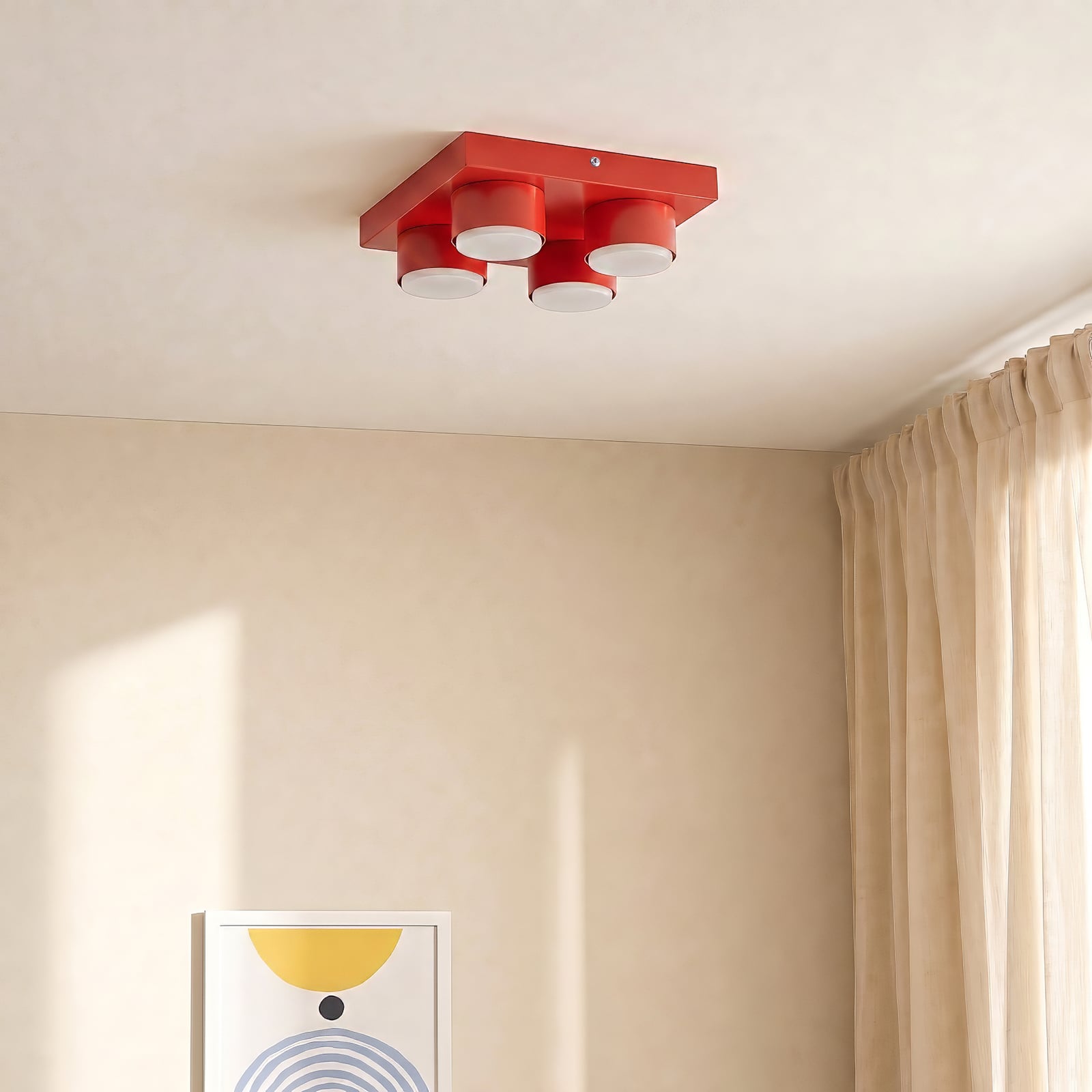 Lampa sufitowa Brix, czerwona, długość 23 cm, 4-punktowa, GX53