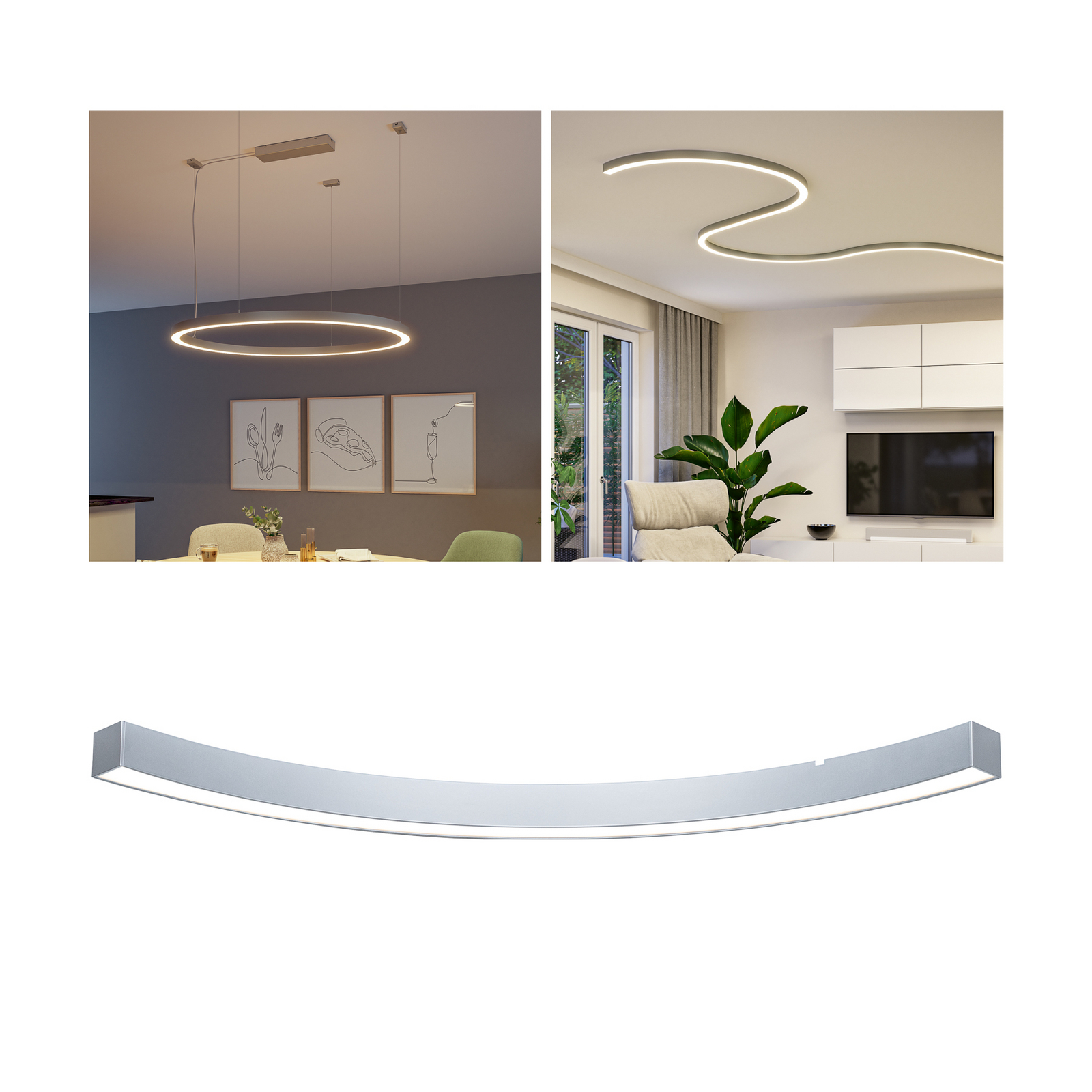 Paulmann LED-lyslist Linion, krom, 90° kurve, 3.000 K Paulmann LED-lyslist Linion, krom, 90° kurve, 3.000 K