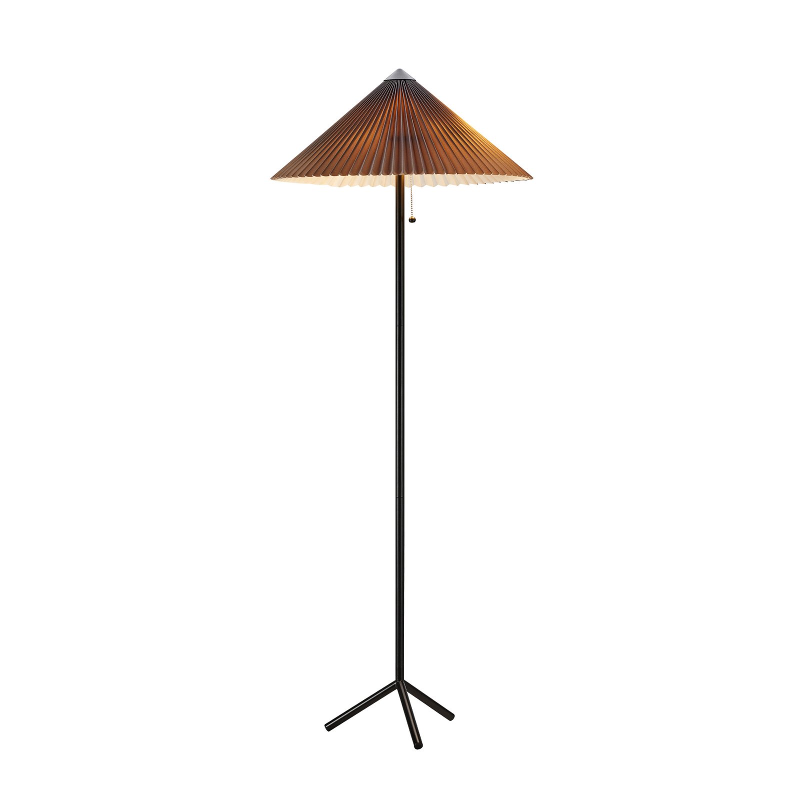 Plisado gulvlampe, grå, jern/stoff, høyde 140 cm