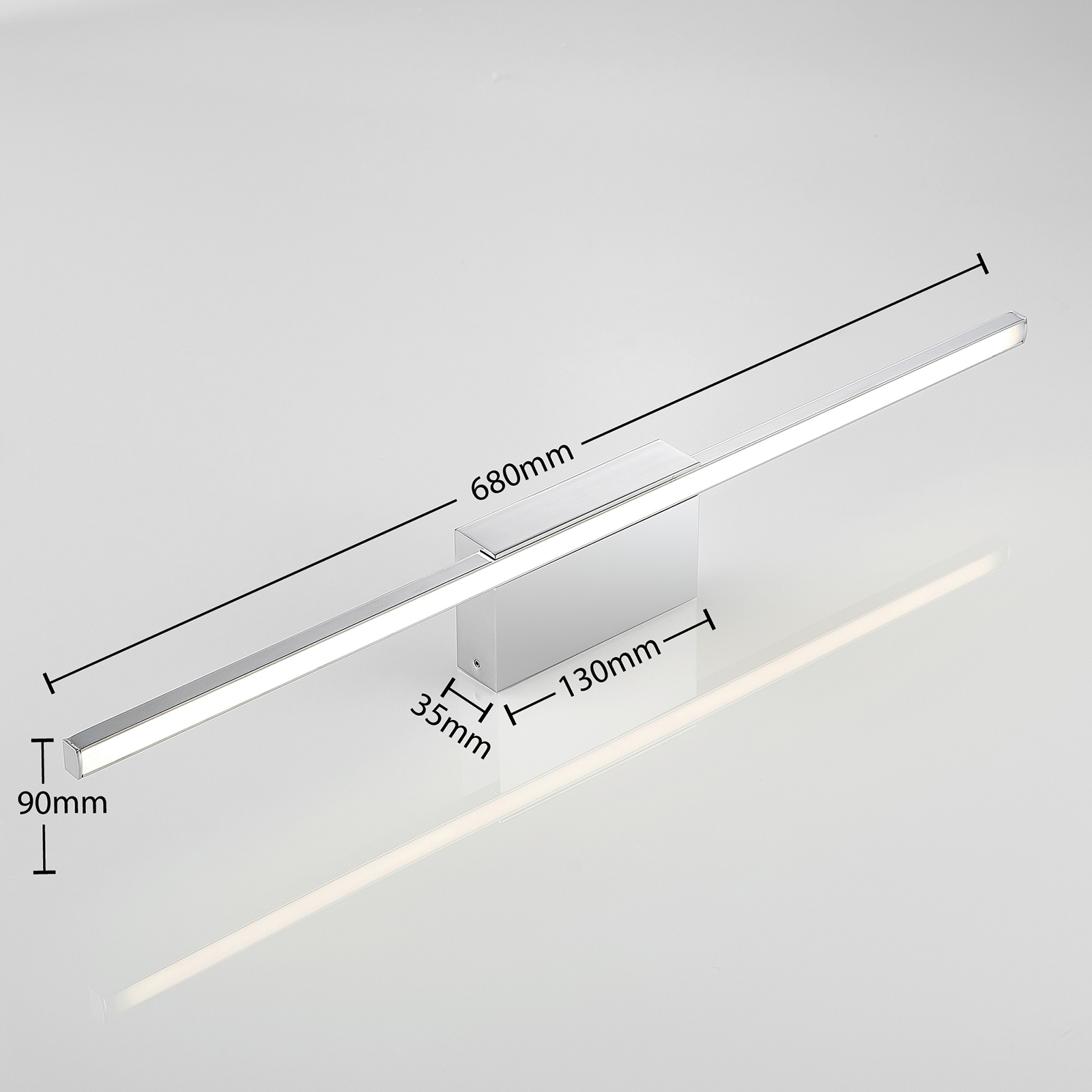 Arcchio Metin LED spiegellamp, IP44, 68 cm