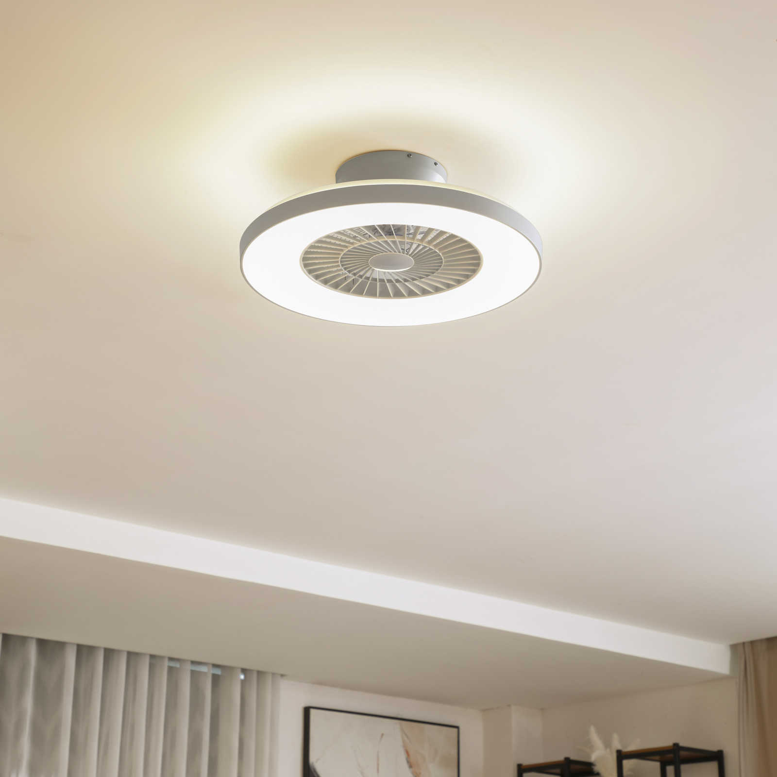 Lindby Smart LED mennyezeti ventilátor Paavo, fehér, csendes, Tuya