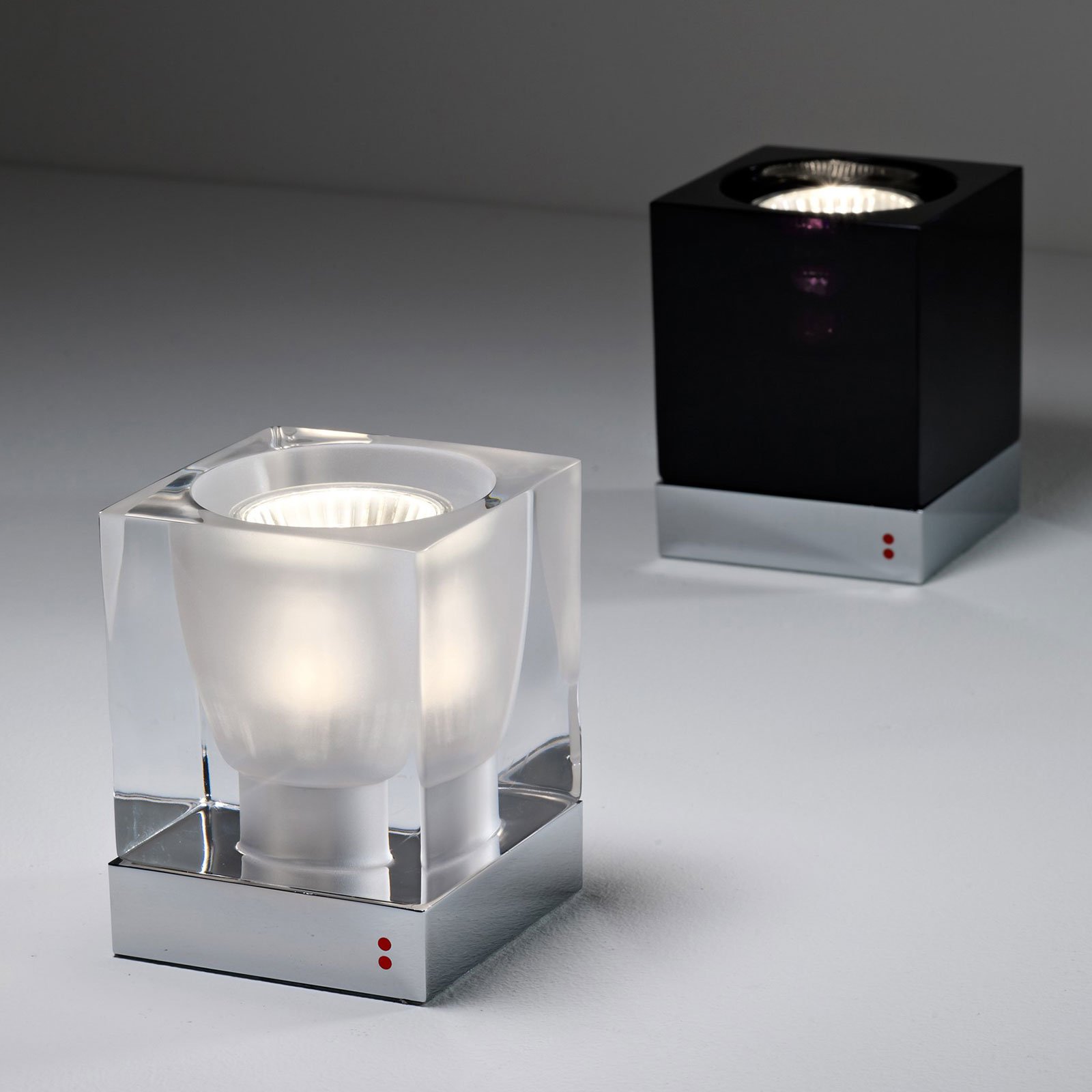 Fabbian Cubetto lampe à poser GU10 chromée/transp.
