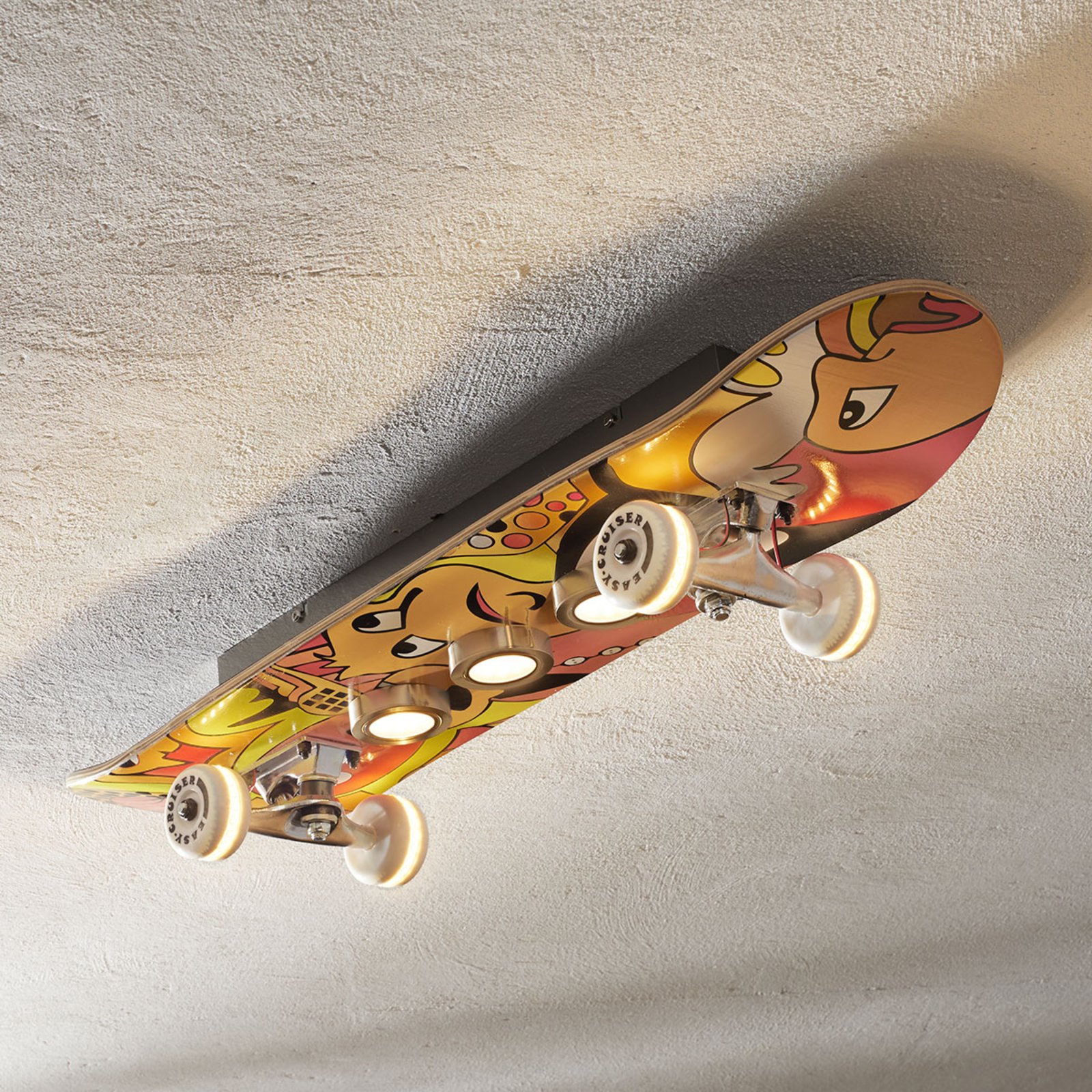 Lampada LED da soffitto Easy Cruiser a skateboard