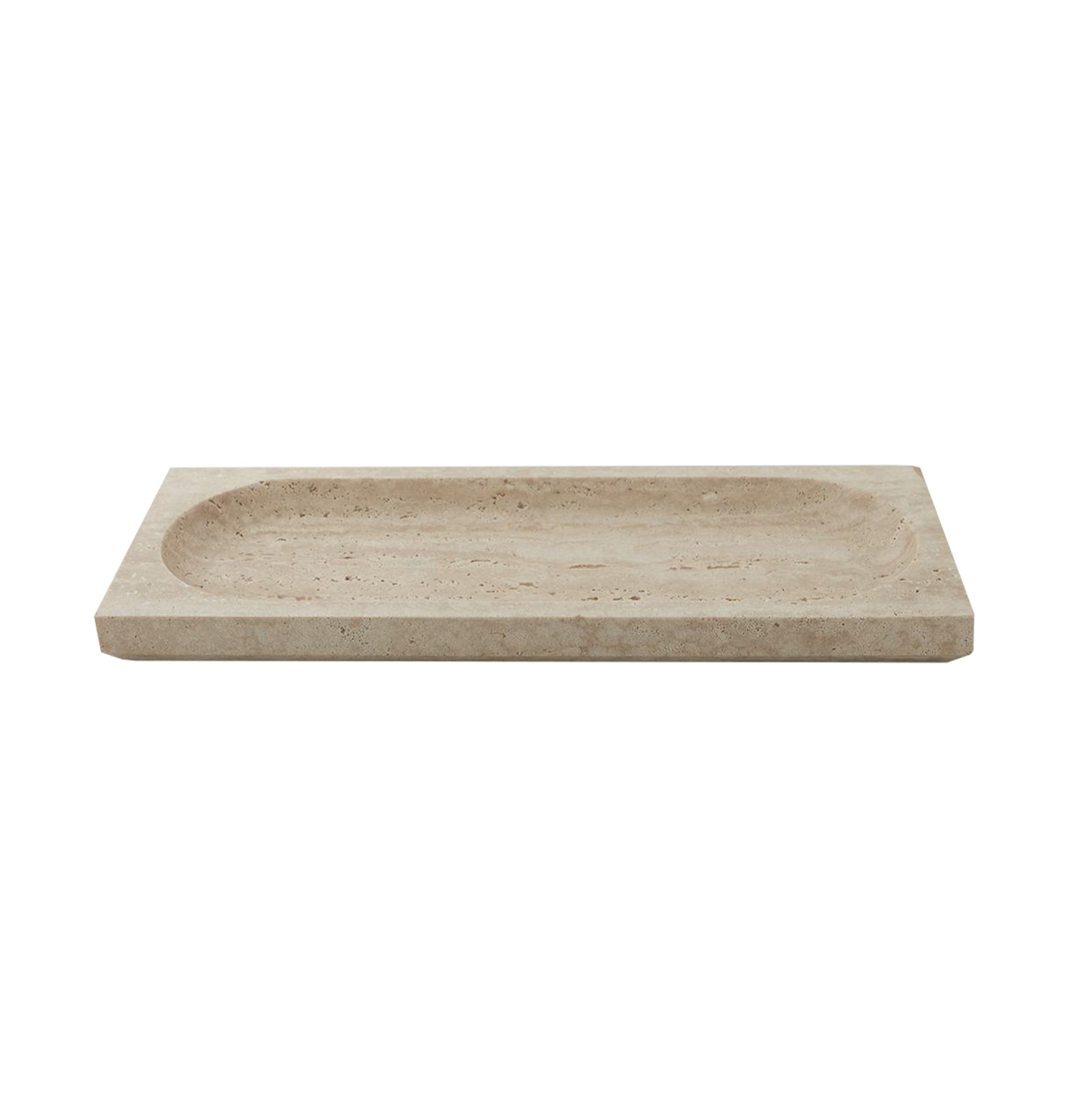 AYTM Regina bowl, length 40 cm, width 16 cm, travertine