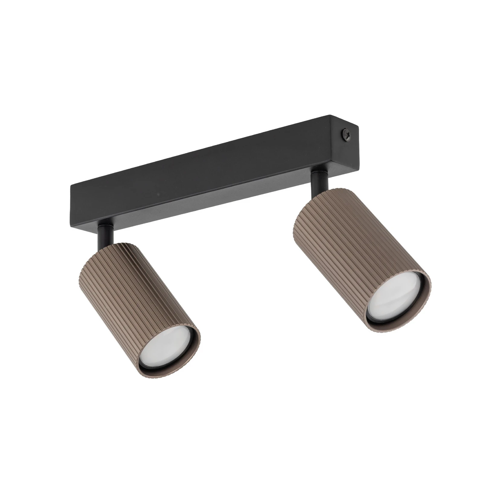 Spot de tavan Tune, 2 becuri, maro, metal, lungime 44 cm