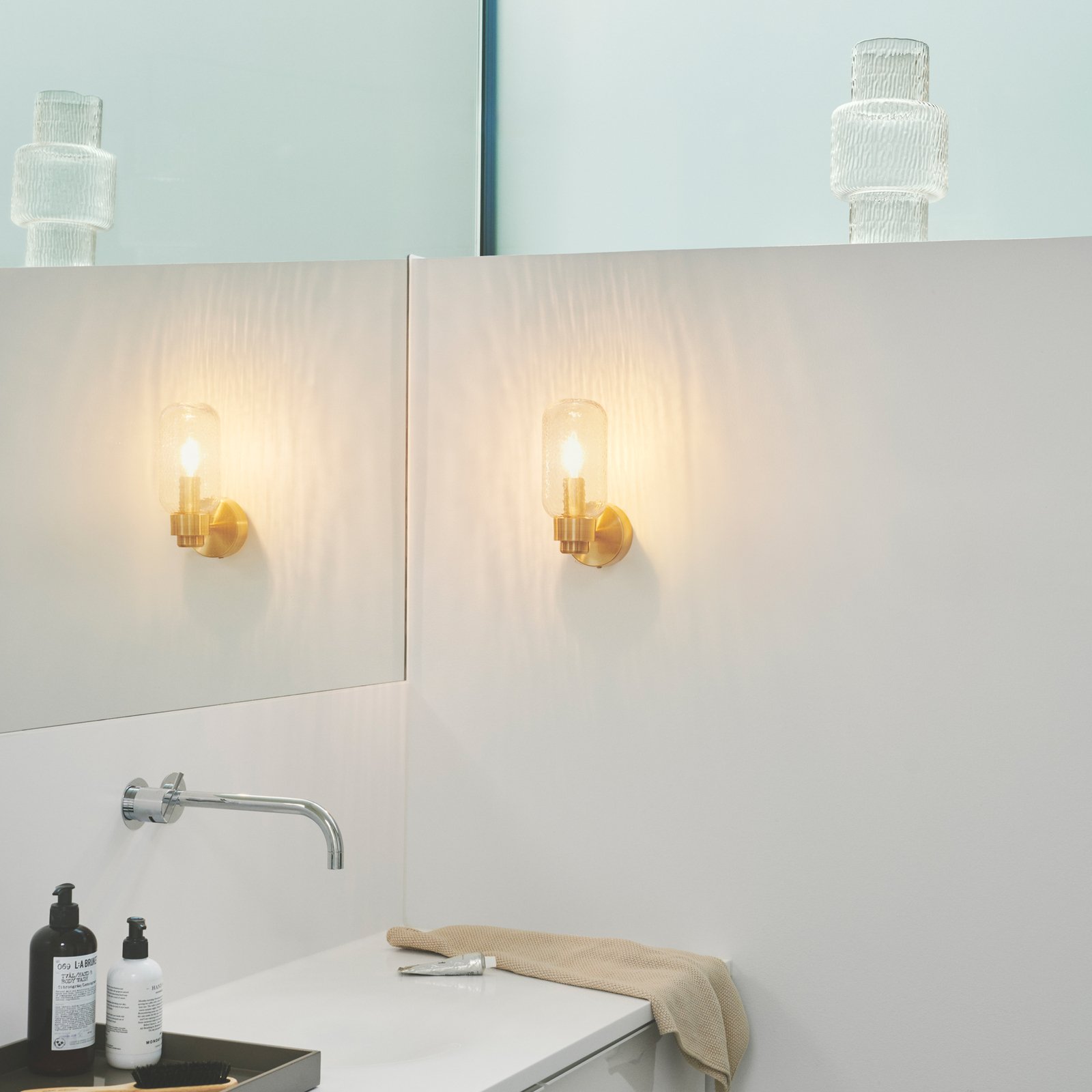 Tutan Aplică de perete, metal, sticlă, E14, IP44, culoare alamă - Nordlux