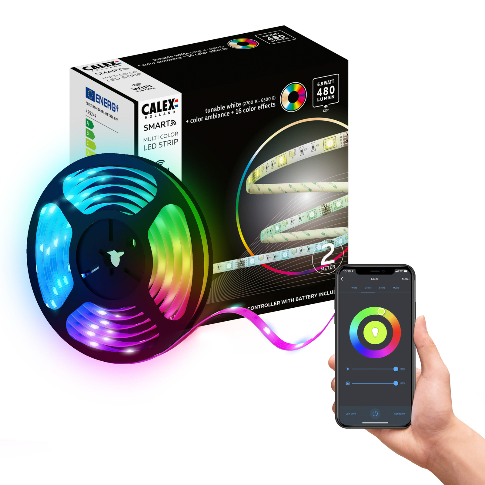 Calex Smart LED Striplight RGBW, 2m, télécommande